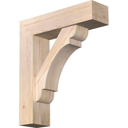 Ekena Millwork Olympic Block Smooth Bracket w/ Offset Brace, Douglas Fir, 7 1/2"W x 28"D x 32"H BKT0806X28X32OLY05SDF